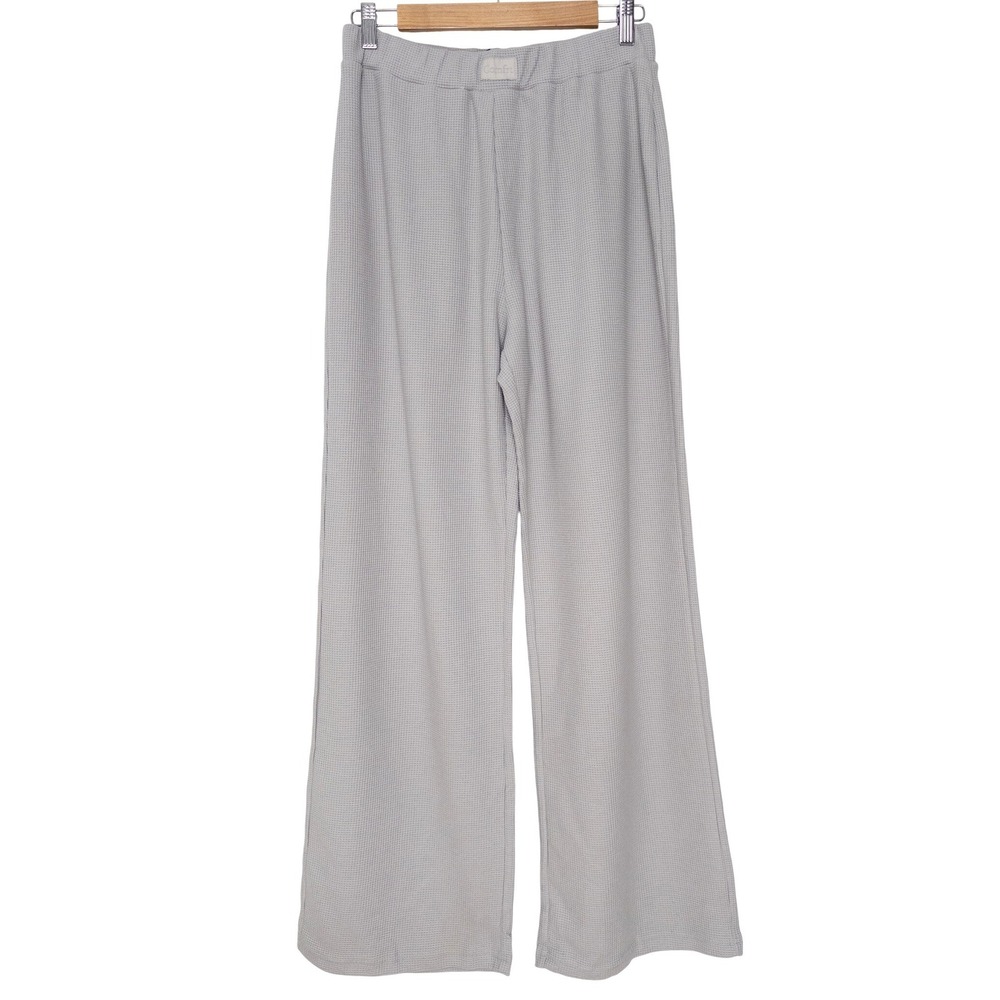 Comfrt Women Light Gray Waffle Knit Wide Leg Lounge Pants Size L